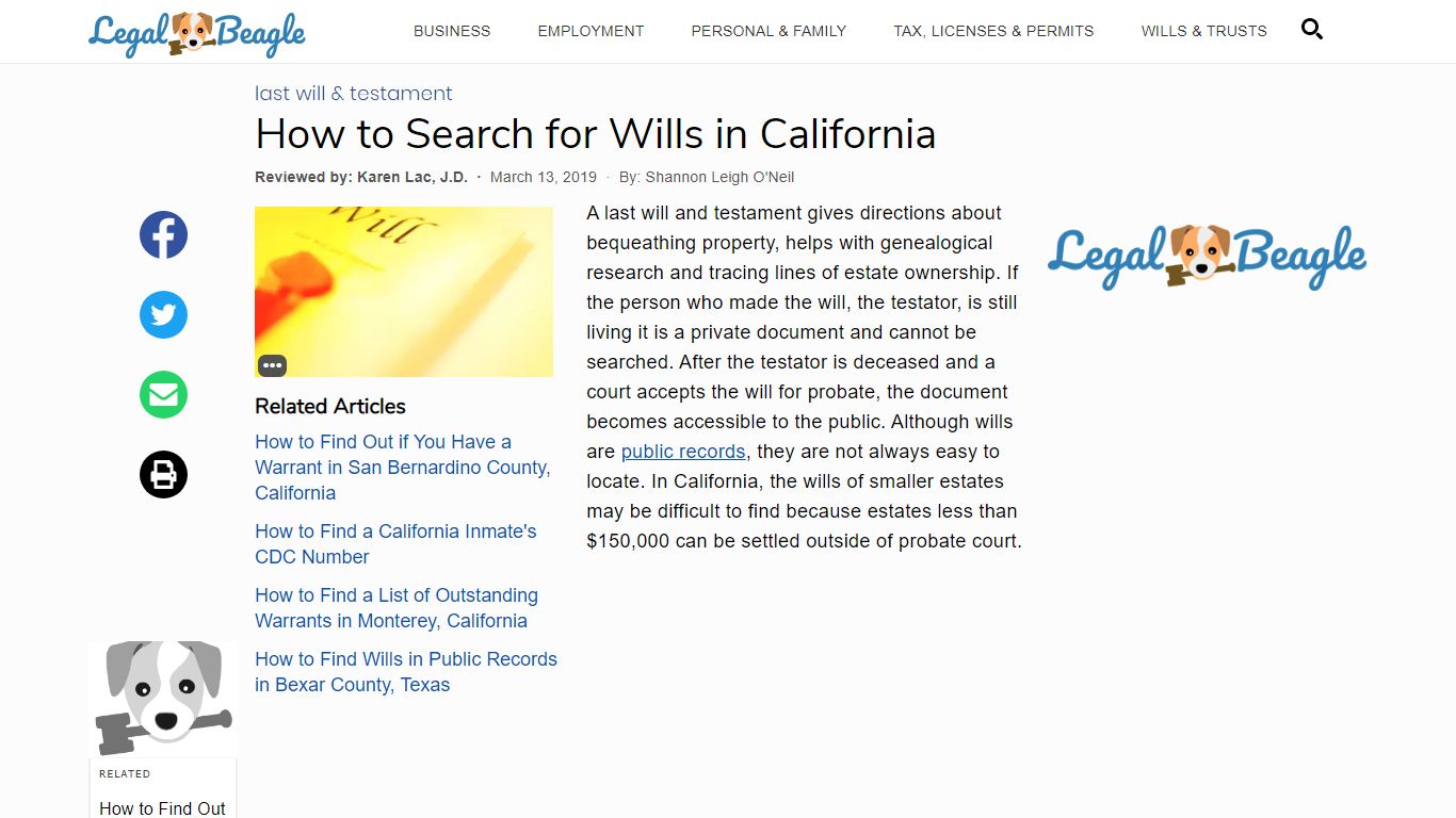 How to Search for Wills in California | Legal Beagle