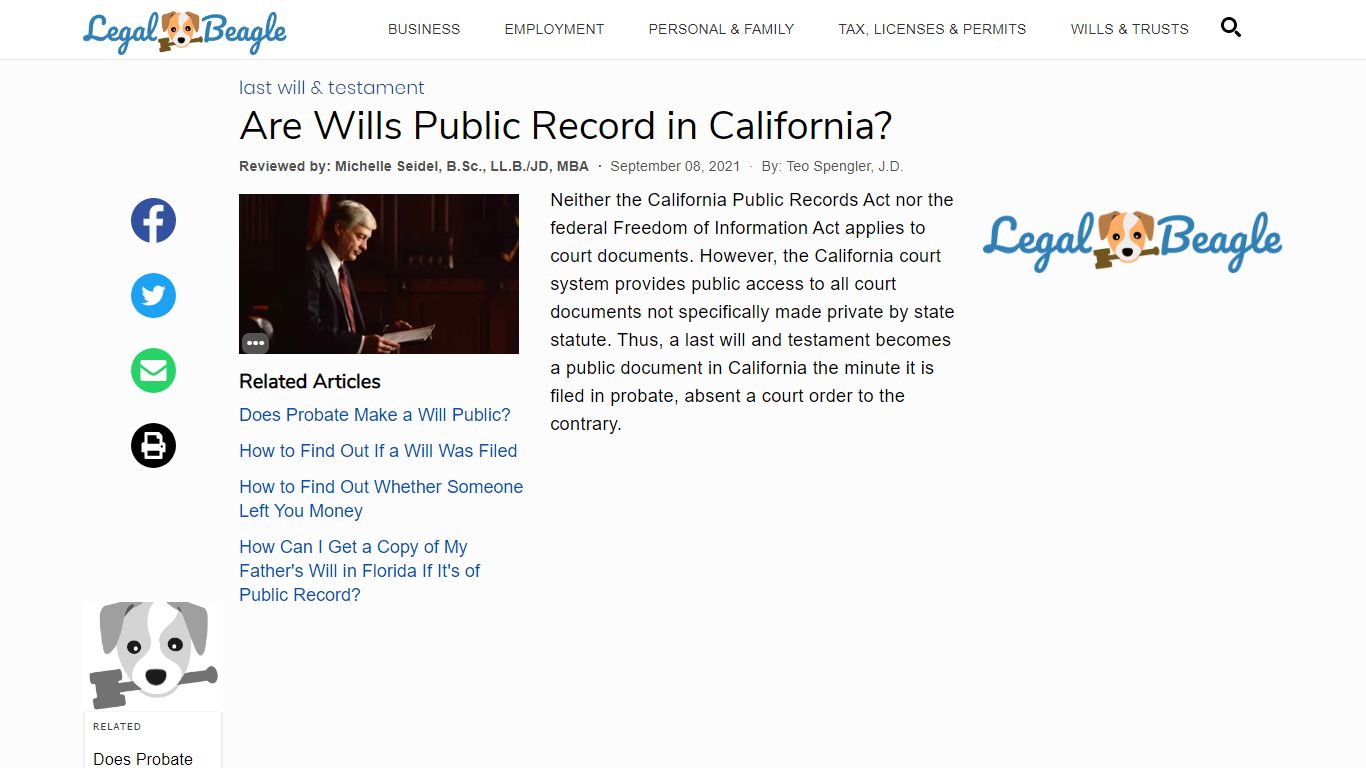 Are Wills Public Record in California? | Legal Beagle